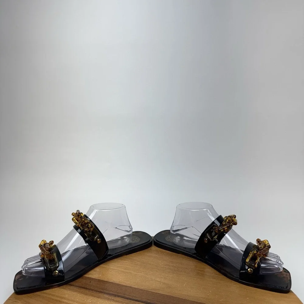 Womens Vince Camuto Felicya Brown Jelly Chain Slip On Sandals Slides Size 11 M